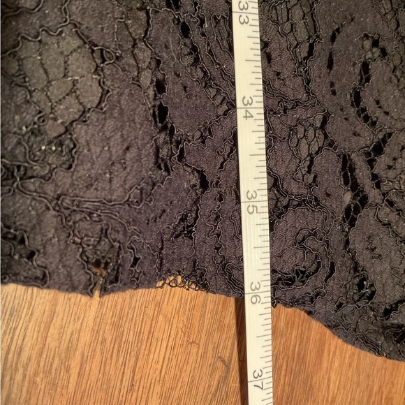 Adrianna Papell Dress Black Lace Mesh Shift Longsleeve Lined Size 12 L - Picture 10 of 10
